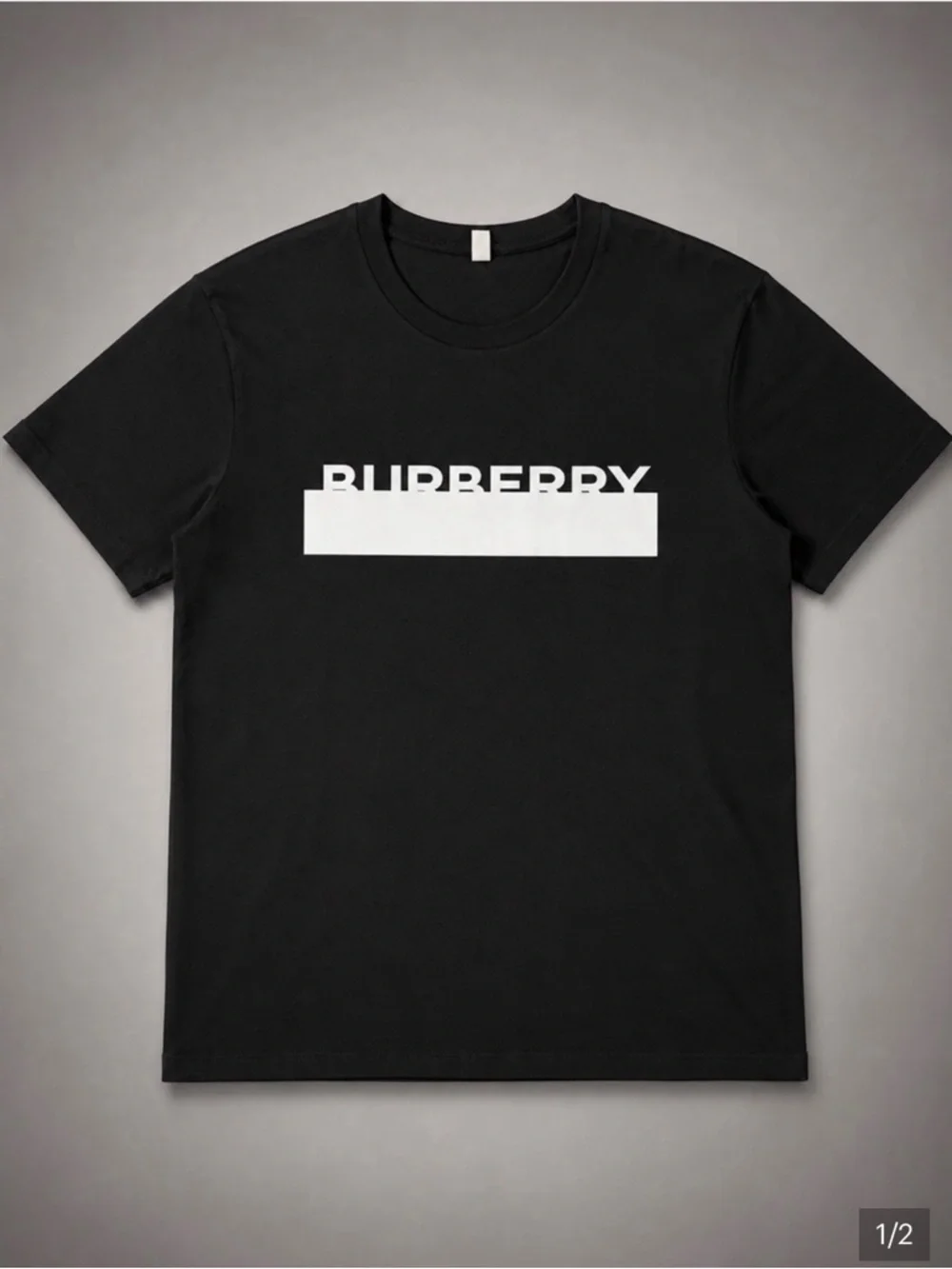 Burberry Black T-Shirt with White Logo Bar